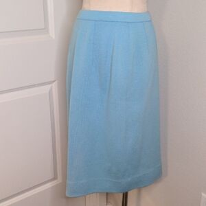 Vintage 60s Voguemont Midi Skirt Virgin Wool Light Blue Cozy Winter SZ L